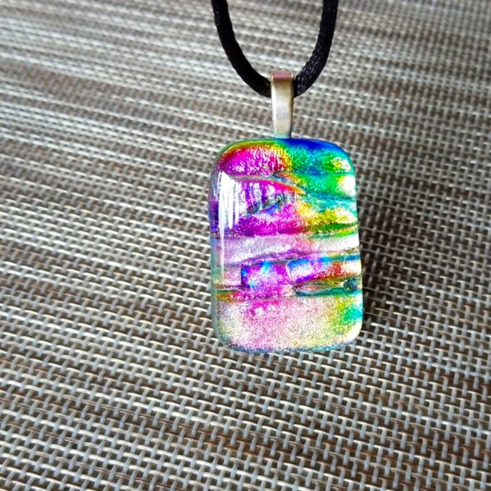 ONE💙💗💚 Of A KIND Dichroic💙💗💚Glass Necklace